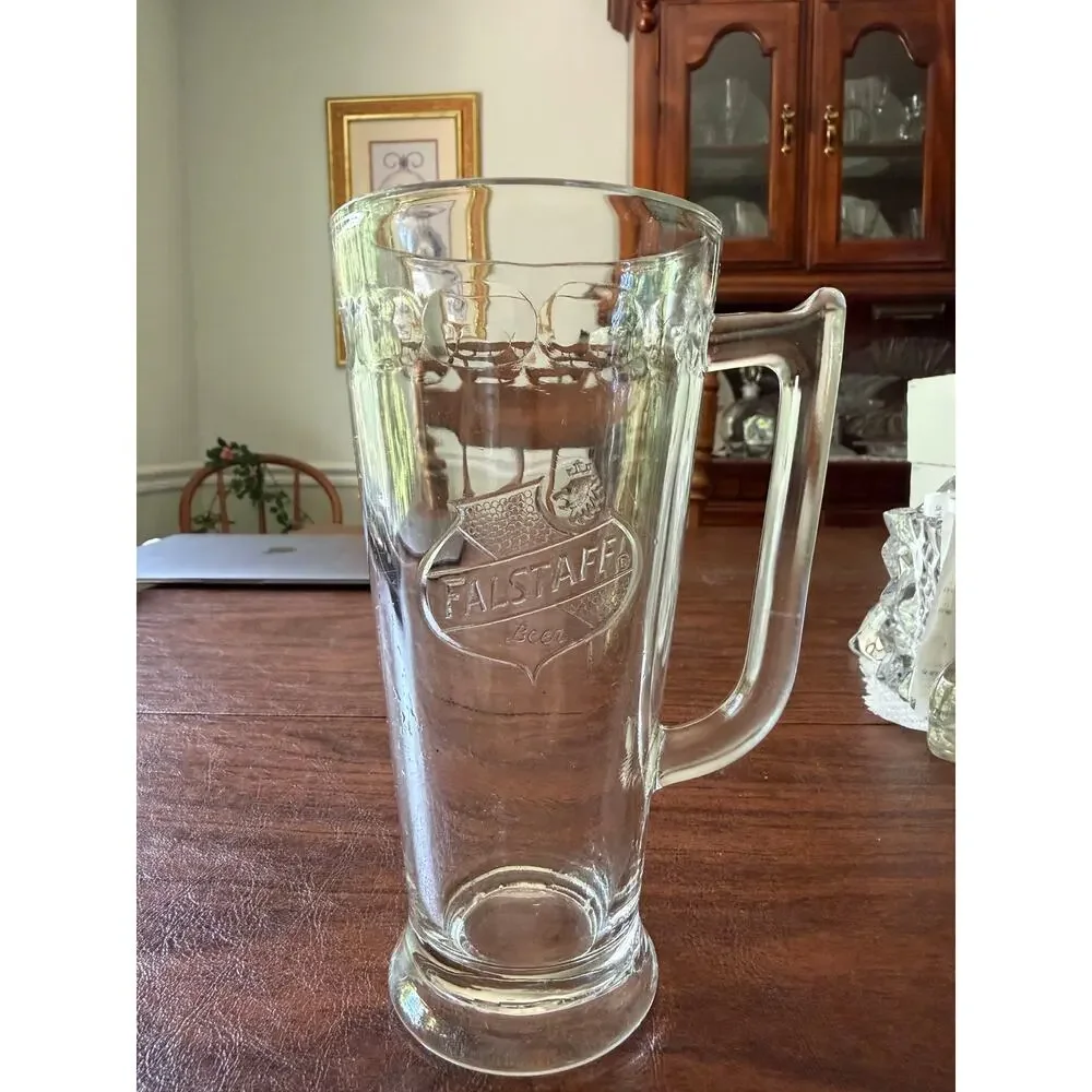 Vintage 1960's Falstaff Beer Mug Clear Glass 12 oz 7